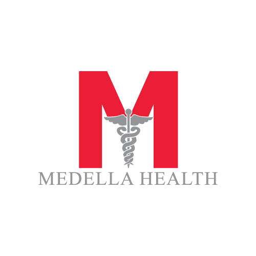 A logo design of Medella Health.