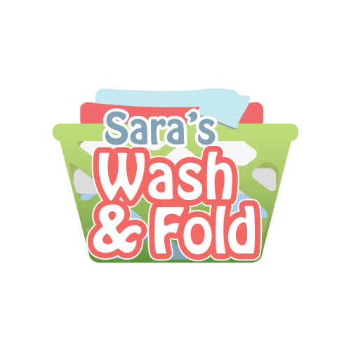 A logo design of Sara's Wash and Fold.